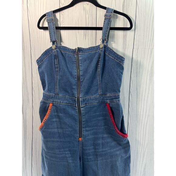 Reimagined Embroidered Retro Style Hollister Overalls Size Large - Picture 2 of 14